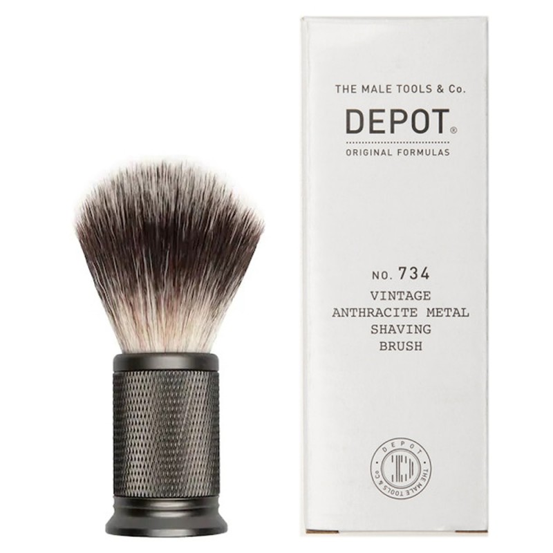 Depot No.734 Vintage Anthracite Metal Shaving Brush - pennello