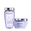 Kerastase Blond Absolu Bain lumiere+Masque Ultra Violet 250+200ml - kit per capelli biondi, decolorati e grigi